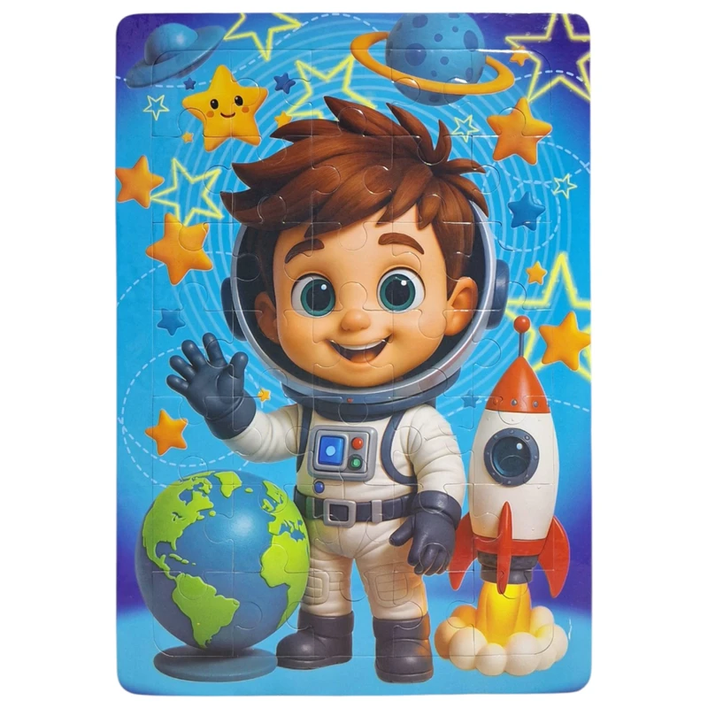 پازل 35 تکه مدل پسر فضانورد طرح پشت وایت‌برد مناسب برای ۳ سال به بالا