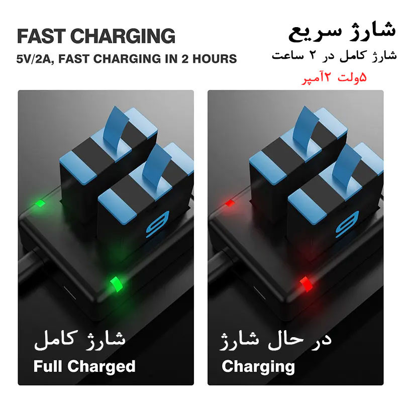 شارژر باتری مدل fast مناسب برای دوربین گوپرو Hero 9/10/11