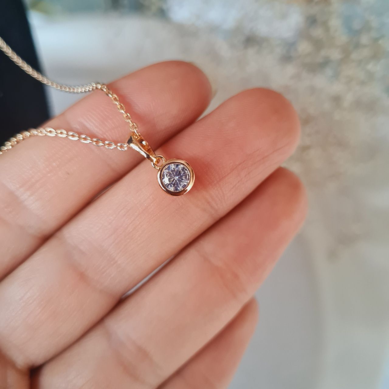 گردنبند زنانه ژوپینگ مدل تک نگین کد GM -  - 6