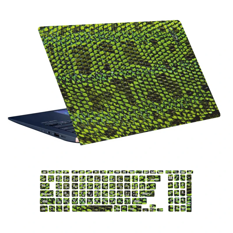 استیکر لپ تاپ توییجین و موییجین طرح Snake کد 02 مناسب برای لپ تاپ 15.6 اینچ به همراه برچسب حروف فارسی کیبورد 