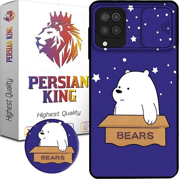 کاور پرشین کینگ مدلBears 21 مناسب برای گوشی موبایل سامسونگ Galaxy A22 4G به همراه پایه نگهدارنده