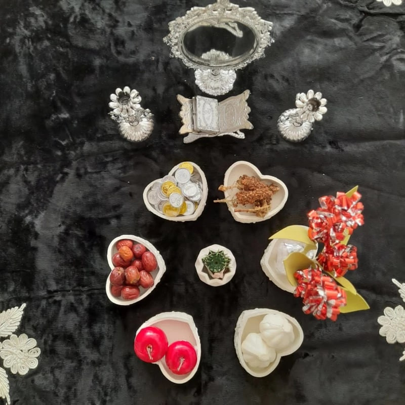 هفت سین مدل قلب گلی مجموعه شش عددی