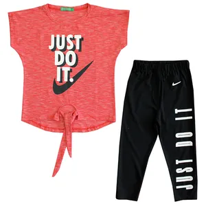 ست تی شرت و شلوارک دخترانه مدل JUST DO IT رنگ قرمز