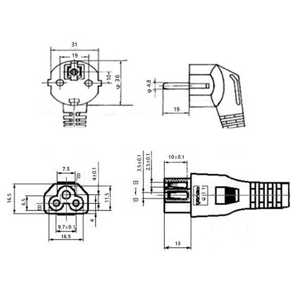 کابل برق سه پین آداپتور لپ تاپ کی نت پلاس مدل EU-C5 طول 1.5 متر