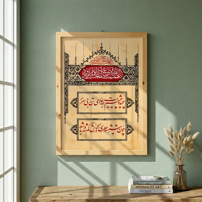 تابلو طرح پیچیده شمیم ات مدل G15367 فریم کرم روشن
