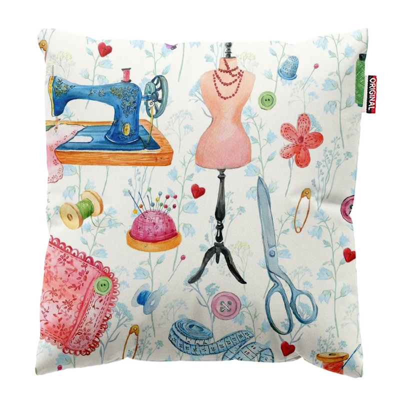 کوسن پاد آفرین طرح خیاطی و روز خیاط کد 5035 سایز 30*30 سانتی متر