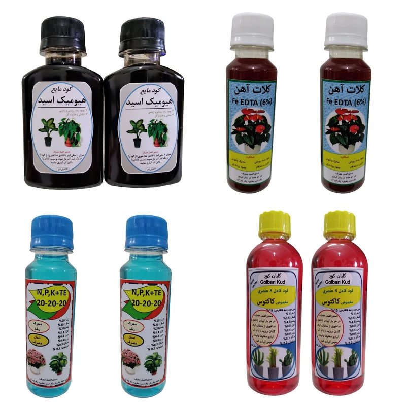 کود مایع کاکتوس و کلات آهن و سه بیست و هیومیک مدل A حجم 120 میلی لیتر بسته 8 عددی