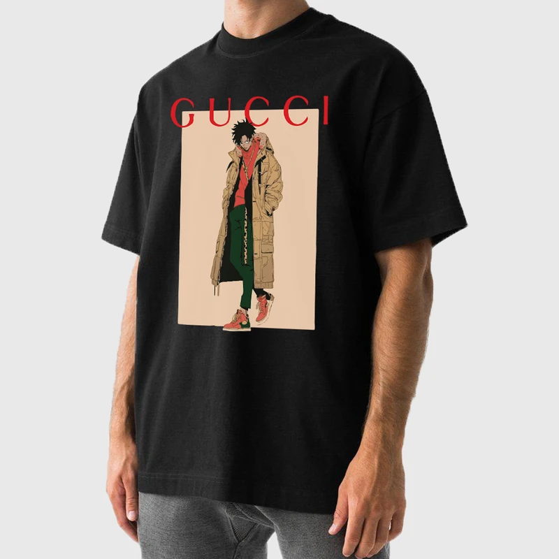 تی شرت آستین کوتاه مردانه مدل انیمه ای وان پیس طرح لوفی کد anm558