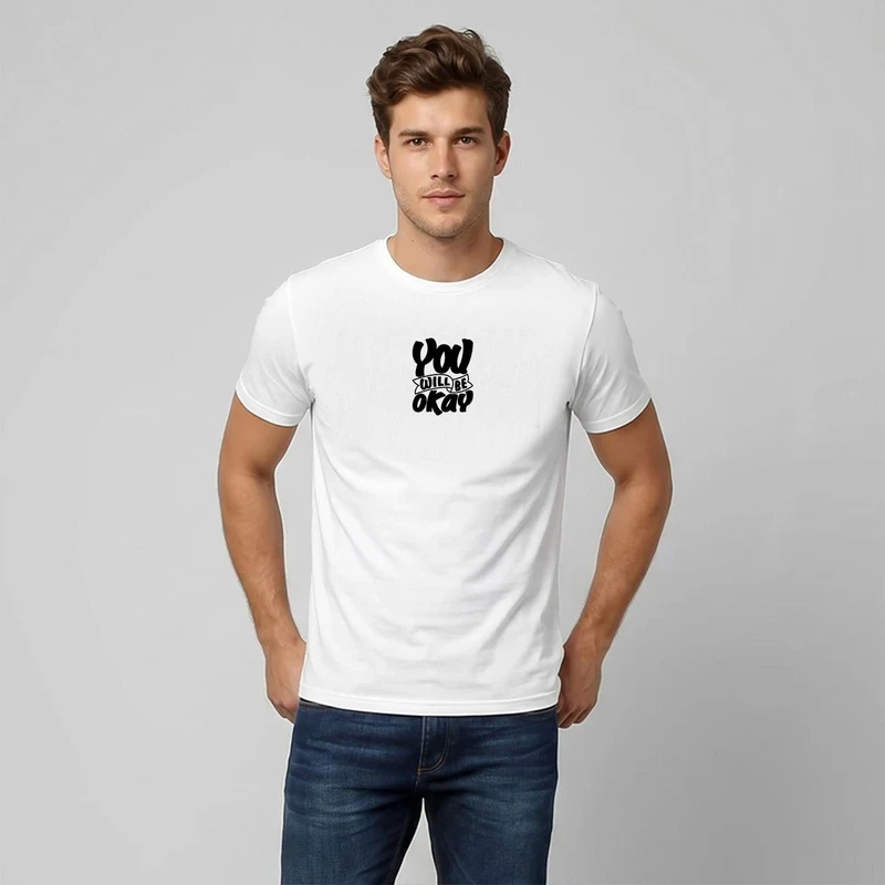 تی‌شرت آستین کوتاه مردانه مدل You will be okay کد WH.3096
