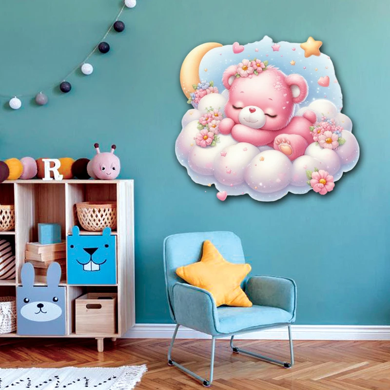 استیکر دیواری کودک گراسیپا مدل خرس خوابالو و ابر کد 136