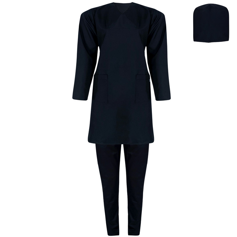 روپوش پزشکی زنانه طب پوش مدل 202 به همراه کلاه اتاق عمل