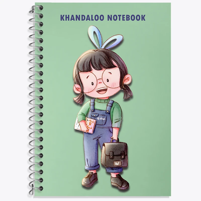 دفتر زبان 50 برگ خندالو مدل دو خط طرح دخترانه بامزه کد N5905