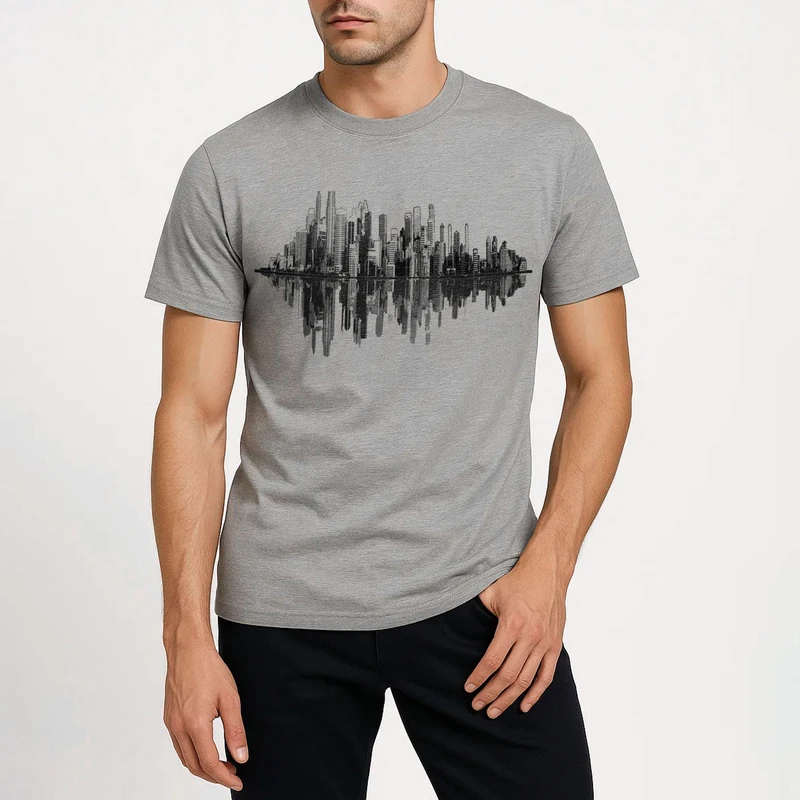 تی شرت آستین کوتاه مردانه مدل ساختمان ها کد V247