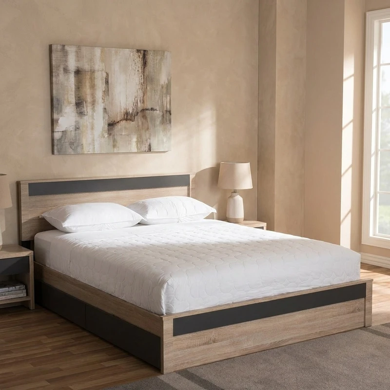 تخت خواب دو نفره اسمردیس مدل +R107 - MDF سایز 200*160 سانتی متر