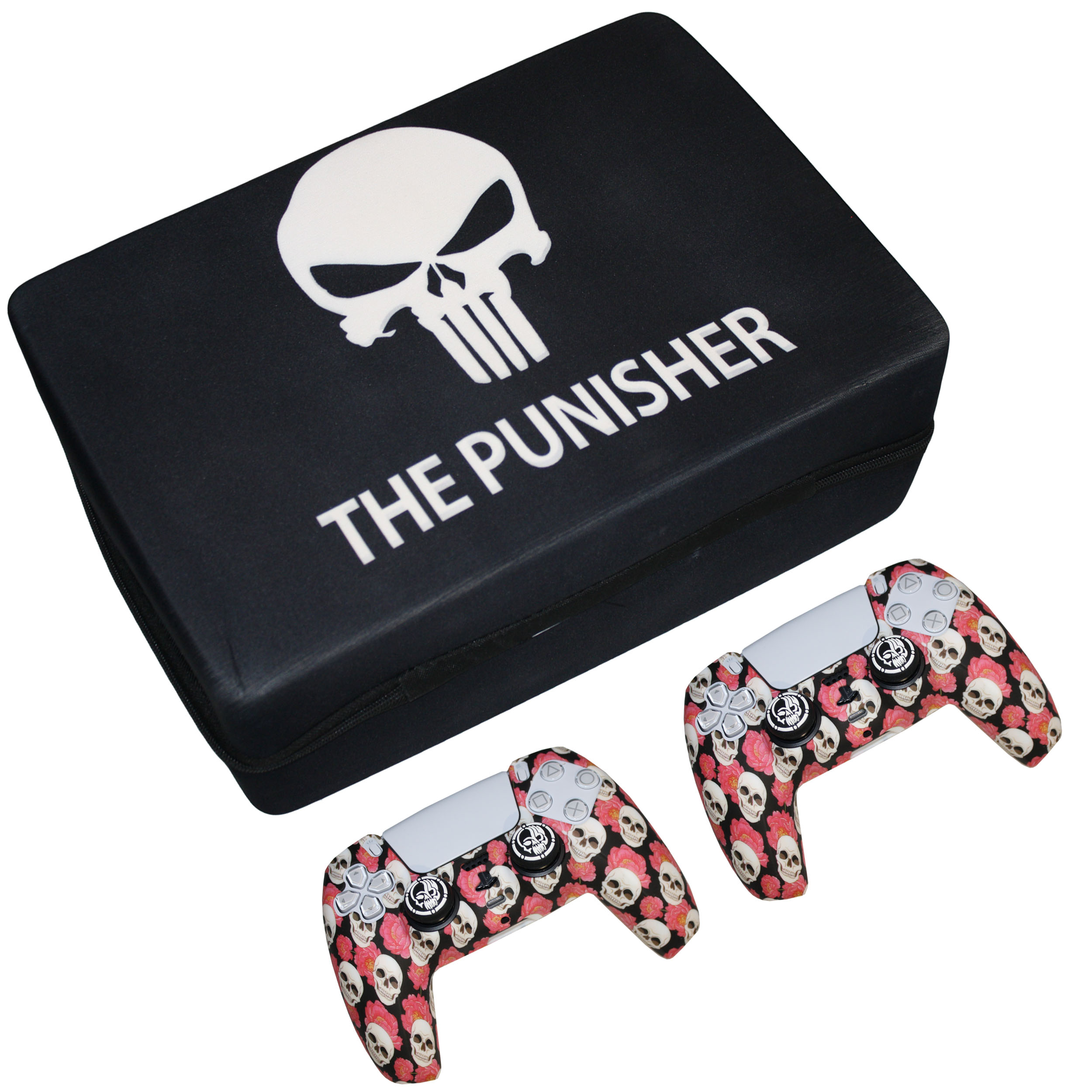 کیف حمل کنسول بازی پلی استیشن 5 مدل ANGRY the punisher به همراه محافظ دسته و روکش آنالوگ