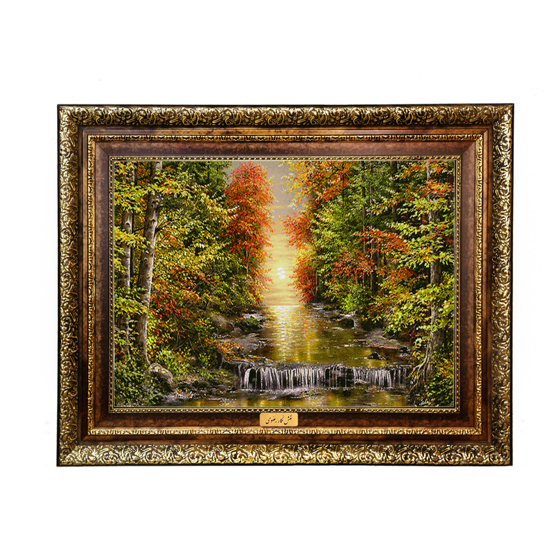 تابلو فرش ماشینی نقش نگار رضوی طرح منظره کد 1717H