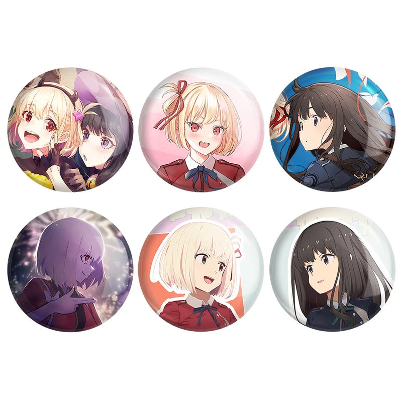 مگنت خندالو طرح انیمه لیکوریس ریکویل Lycoris Recoil کد 1422A مجموعه 6 عددی