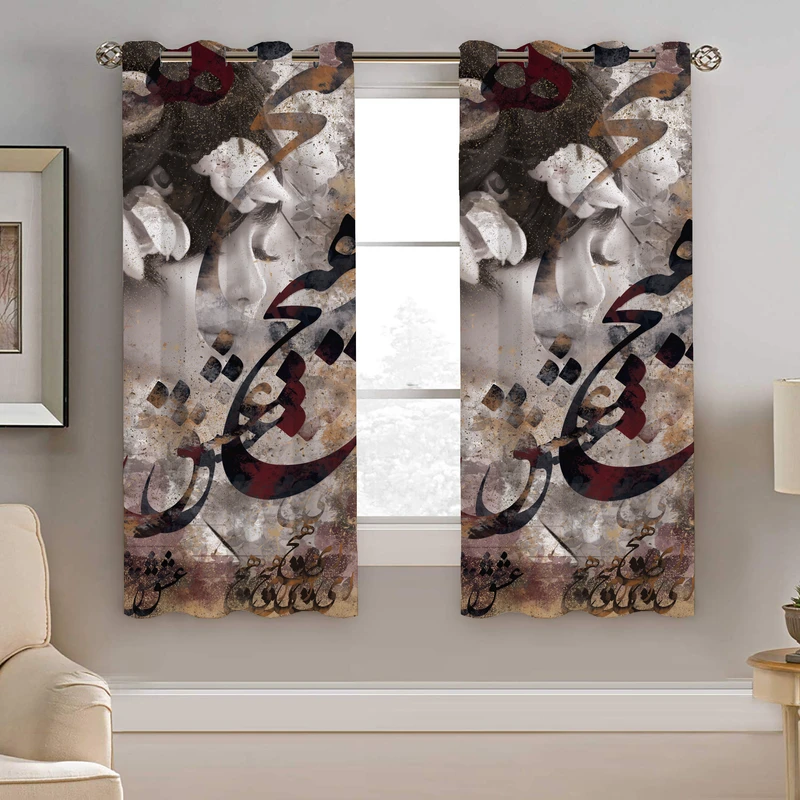 پرده نیروانا طرح شعر هیچ مدل مخمل کد 8890 سایز 140×200 سانتی متر