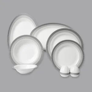 سرویس غذاخوری 28 پارچه 6 نفر چینی زرین ایران مدل Silver Liner Top Grade