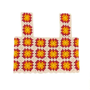 تاپ دستبافت زنانه مدل موتیفی کد 002