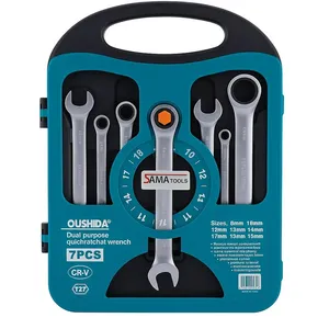 آچار یکسر رینگی جغجغه‌ای سماتولز مدل Oushida CR‑V مجموعه 7 عددی