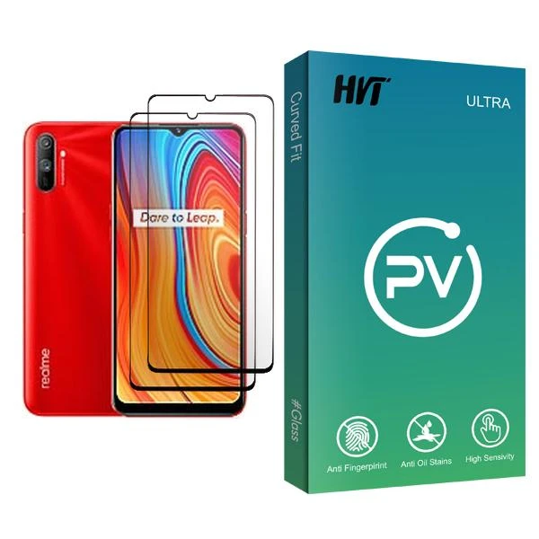 محافظ صفحه نمایش اچ وی تی مدل PV Glass MIX002 مناسب برای گوشی موبایل ریلمی C3 بسته دو عددی