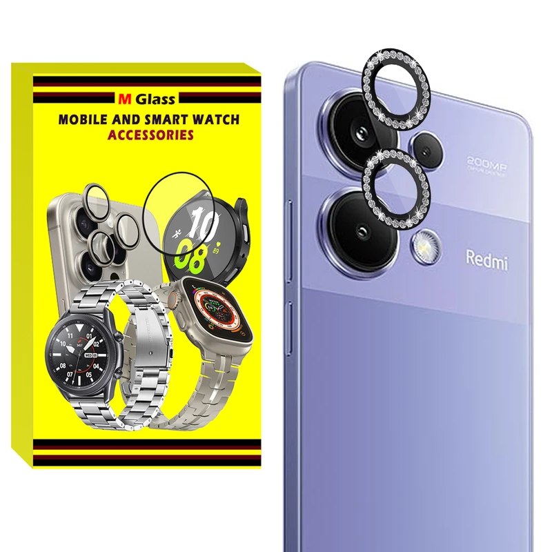 محافظ لنز دوربین رینگی ام‌گلس مدل Ring-Diamond-MG مناسب برای گوشی موبایل شیائومی Redmi Note 13 Pro 4G