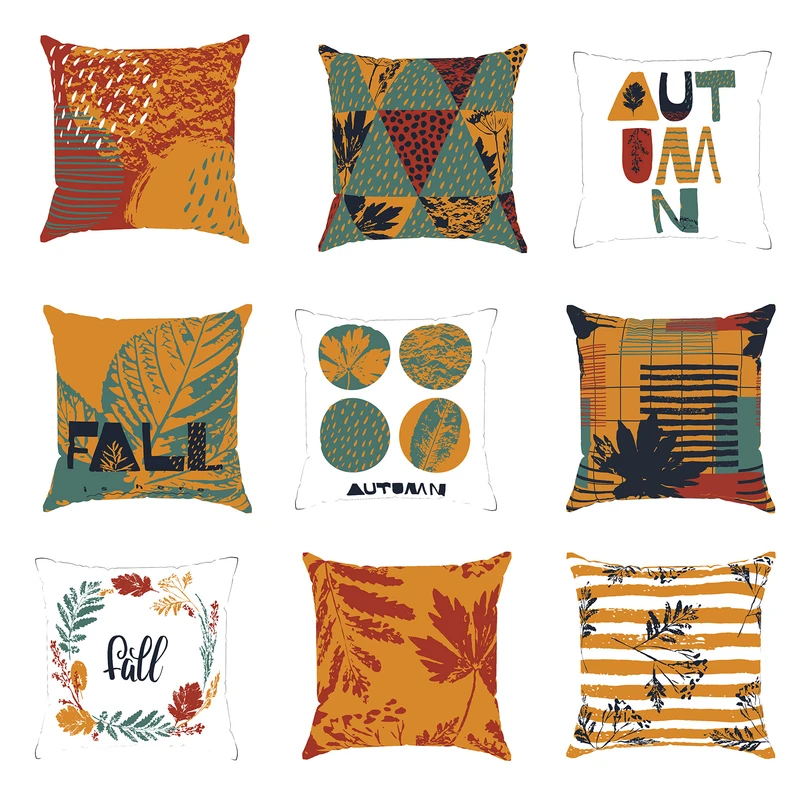 کاور کوسن مدل مخمل طرح پاییزی کد 4028 مجموعه نه عددی