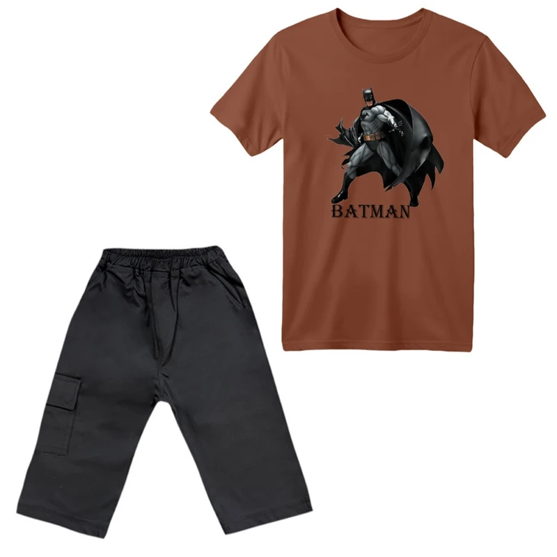 ست تی‌شرت آستین کوتاه و شلوارک پسرانه مدل بتمن کد ۲۲