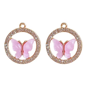 آویز گردنبند مدل پروانه ی نگین دار AG 443 مجموعه 2 عددی