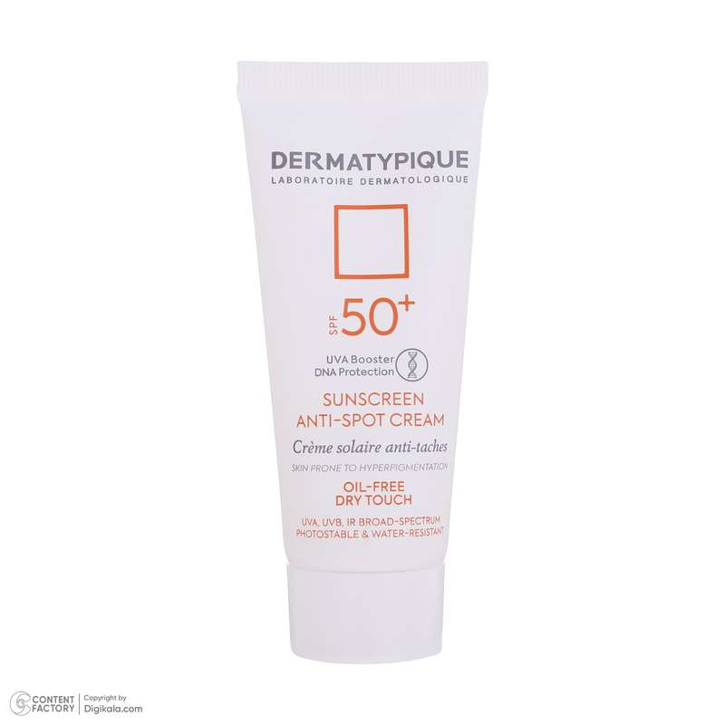 کرم ضد آفتاب بدون رنگ درماتیپیک SPF50 مدل Anti spot محافظ UVA ،UVB، ضد آب، روشنکننده، ضد لک، مناسب انواع پوست حجم 40 میلیلیتر کرم ضد آفتاب بدون رنگ درماتیپیک SPF50 مدل Anti spot محافظ UVA ،UVB، ضد آب، روشنکننده، ضد لک، مناسب انواع پوست حجم 40 میلیلیتر