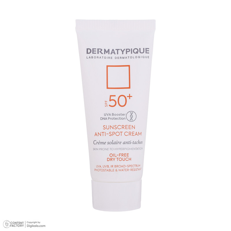 کرم ضد آفتاب بدون رنگ درماتیپیک SPF50 مدل Anti spot محافظ UVA ،UVB، ضد آب، روشنکننده، ضد لک، مناسب انواع پوست حجم 40 میلیلیتر کرم ضد آفتاب بدون رنگ درماتیپیک SPF50 مدل Anti spot محافظ UVA ،UVB، ضد آب، روشنکننده، ضد لک، مناسب انواع پوست حجم 40 میلیلیتر