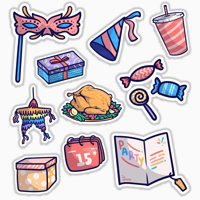 استیکر لپ تاپ و موبایل بووم طرح جشن تولد کد MA50 مجموعه 10 عددی