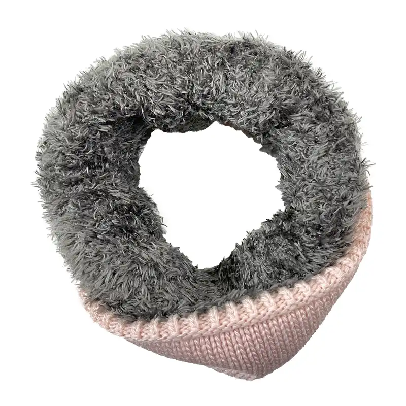 ست کلاه و شال گردن بافتنی بچگانه مدل 167002 رنگ صورتی