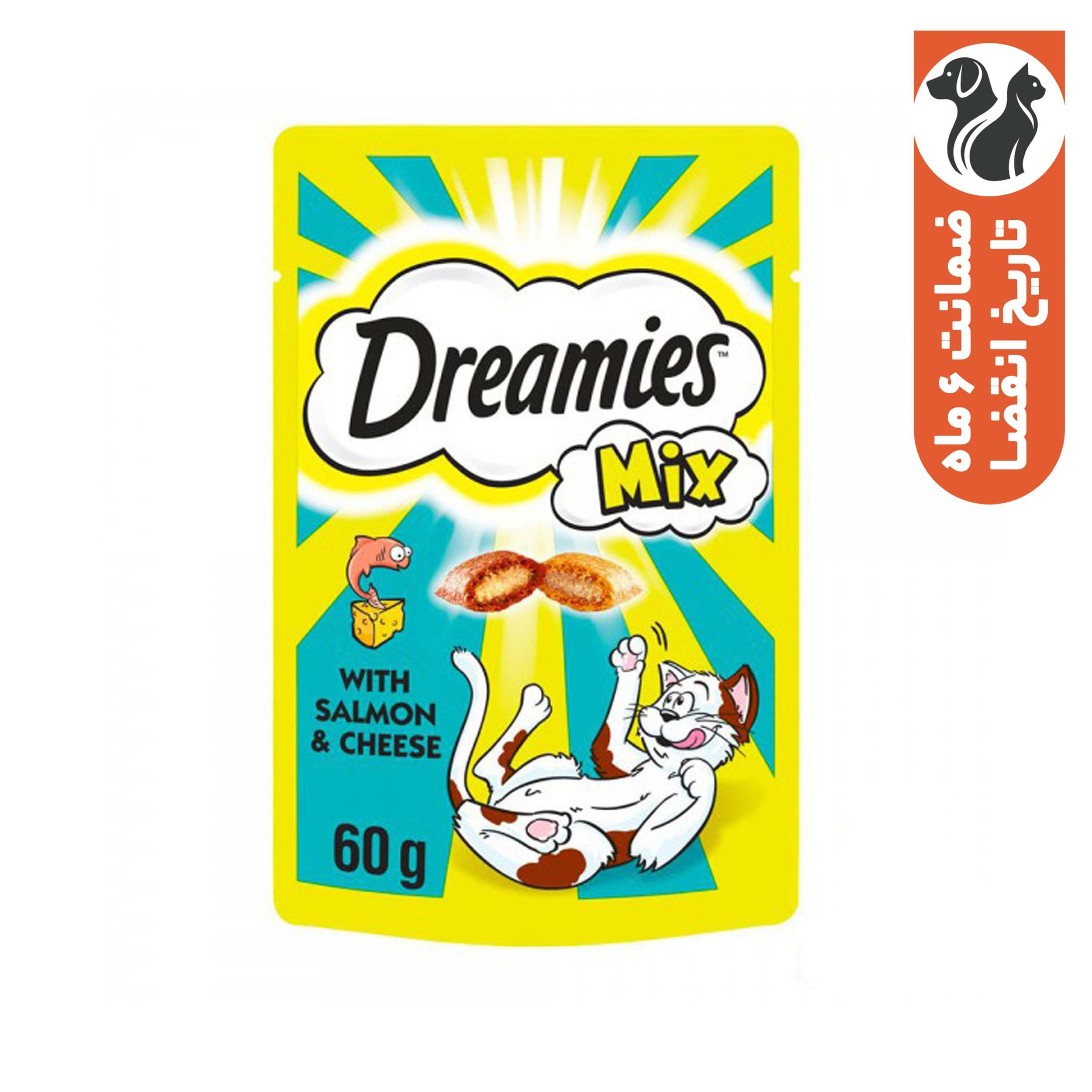 تشویقی گربه دریمیز مدل Cheese & Salmon وزن 60 گرم