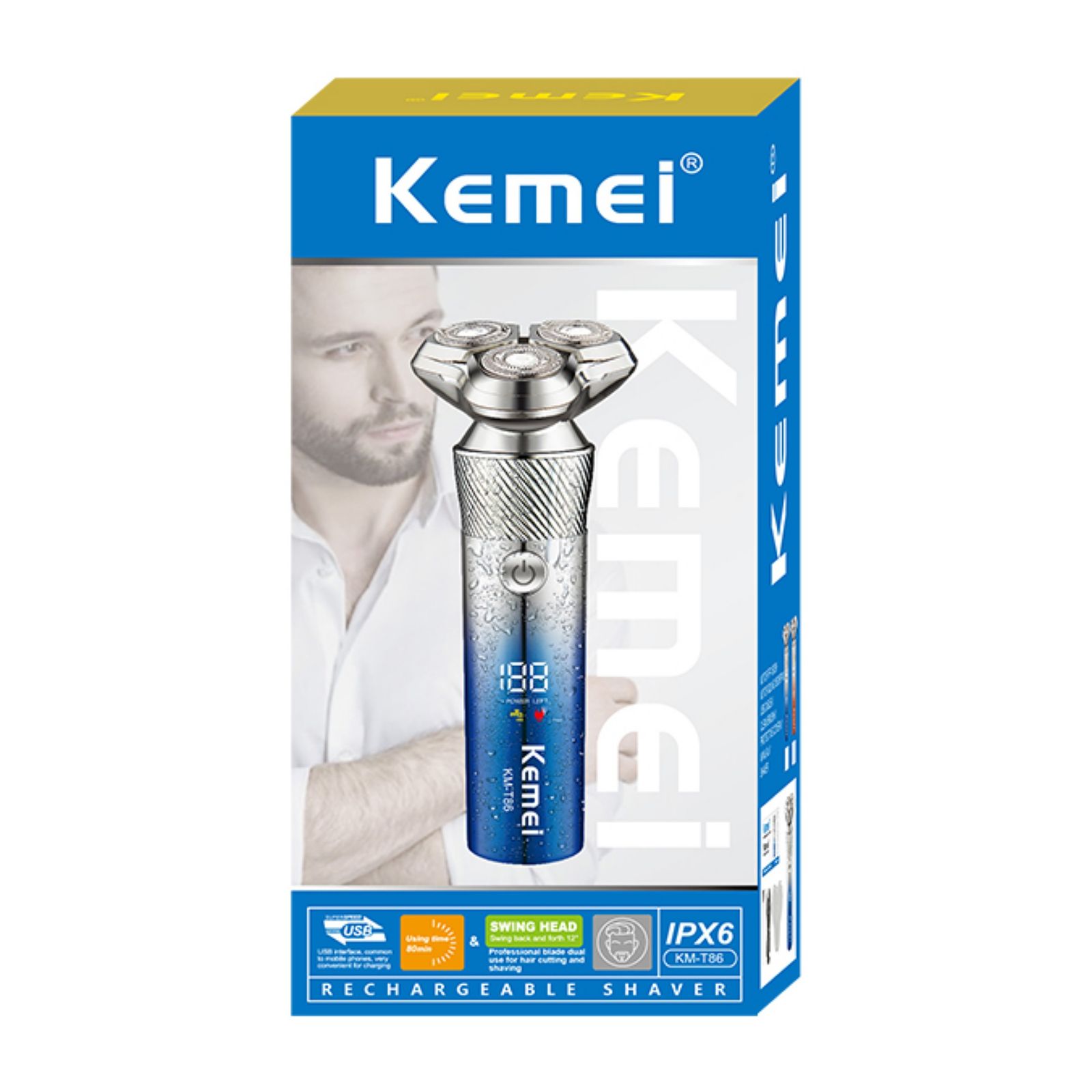 ست ماشین اصلاح موی صورت و بدن شارژی کیمی مدل T-86 -  - 4