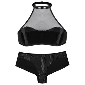 ست شورت و سوتین زنانه ماییلدا مدل چرم کد 3684-261 رنگ مشکی