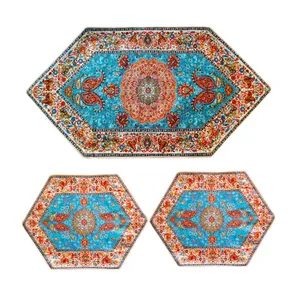 ست 3 تکه رومیزی ترمه مدل گلابتون کد 23