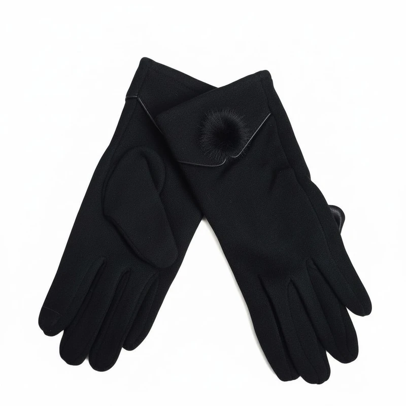 دستکش زنانه مدل داخل خز پوم دار کد ۰۱۲۵