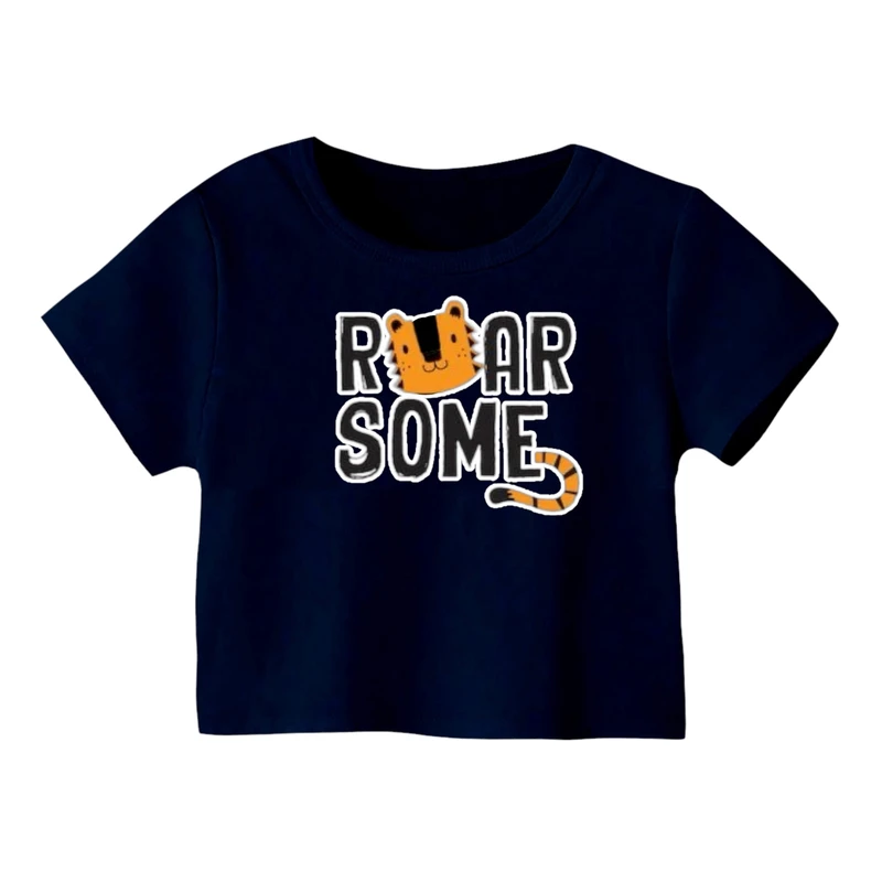 کراپ‌ تی‌شرت آستین کوتاه زنانه مدل ببر کد ۱۰