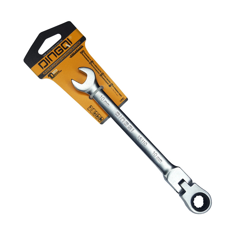 آچار یکسر تخت و یکسر رینگی جغجغه ای تاشو  دینگشی مدل WE-0110 سایز 10 میلی متر