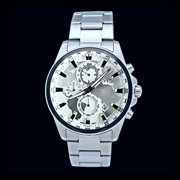 ساعت مچی عقربه‌ای کوارتز مردانه مدل سه موتور فعال کورنوگراف جهان نما کد 101