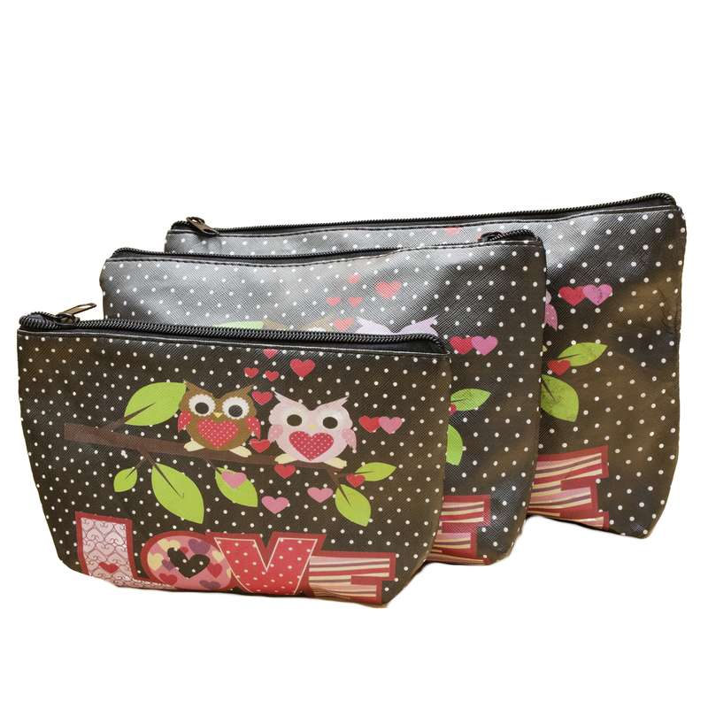 کیف لوازم آرایش زنانه مدل جغدی کد 10 مجموعه 3 عددی