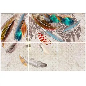 تایل سقفی آسمان مجازی طرح پرهای رنگی کد 3D1372-6 سایز 60x60 سانتی متر مجموعه 6 عددی