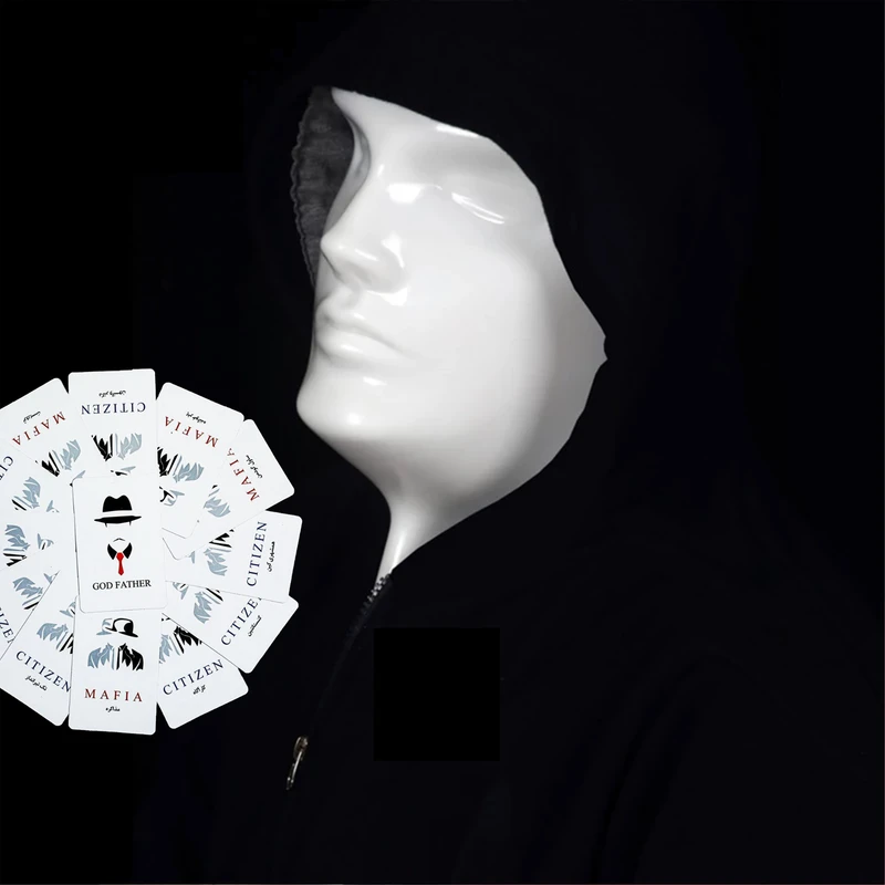 عکس شماره 6 : ماسک ایفای نقش مدل مافیا اشرافی بهمراه کارت مافیا مجموعه 12 عددی