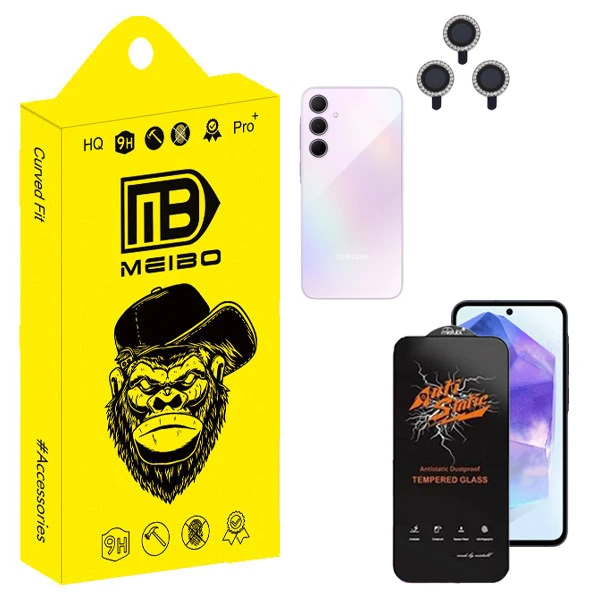 محافظ صفحه نمایش میبو مدل Antistatic Touch مناسب برای گوشی موبایل سامسونگ galaxy a35 به همراه محافظ لنز نگینی