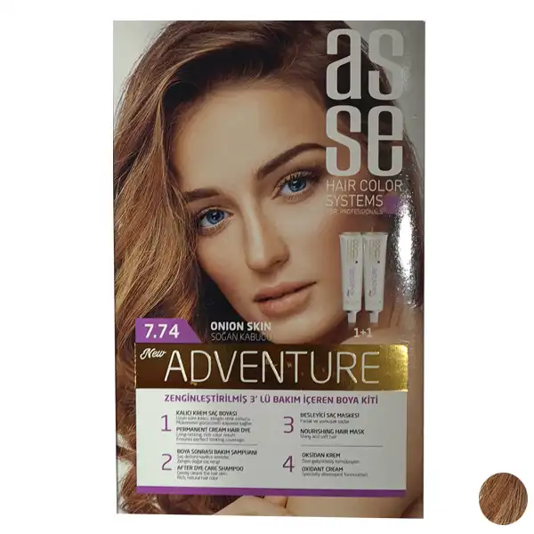 کیت رنگ مو آس سه شماره 7.74 حجم 100 میلی لیتر رنگ بلوند فندوقی روشن