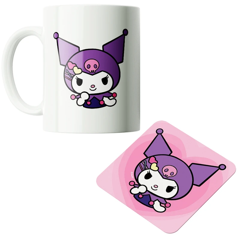 ماگ پاد آفرین مدل کارتونی سانریو کرومی مای ملودی هلوکیتی کد PZ099 به همراه زیرلیوانی