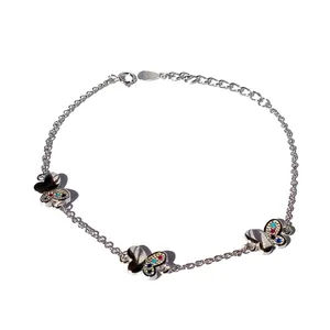 دستبند نقره طرح پروانه کد N87151