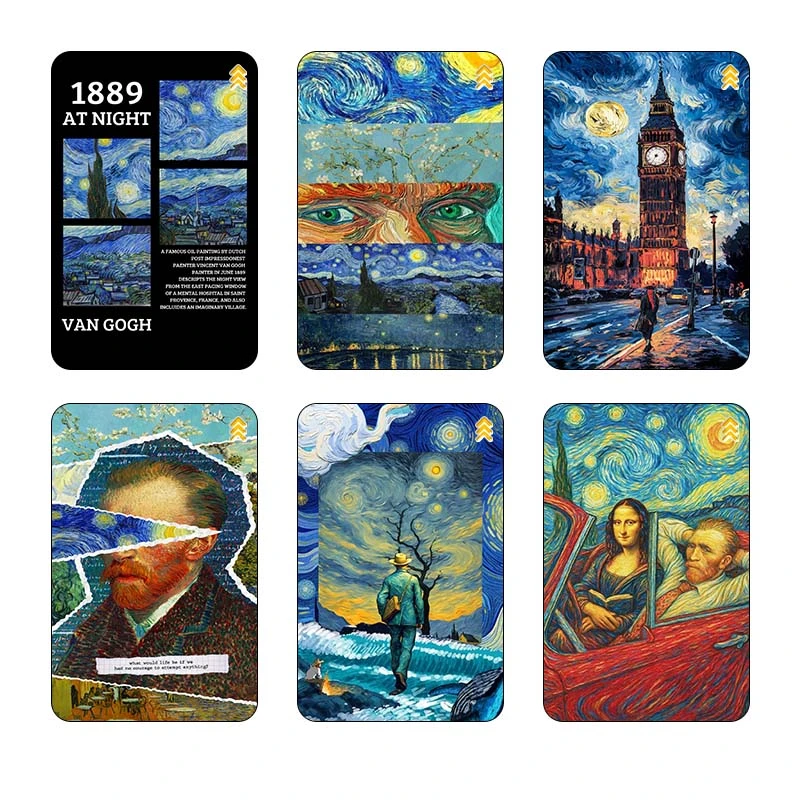 استيکر کارت کارنيکا طرح شب پرستاره فانتزی ون‌گوگ Fantasy Starry Night Van Gogh کد 49363 مجموعه 6 عددی